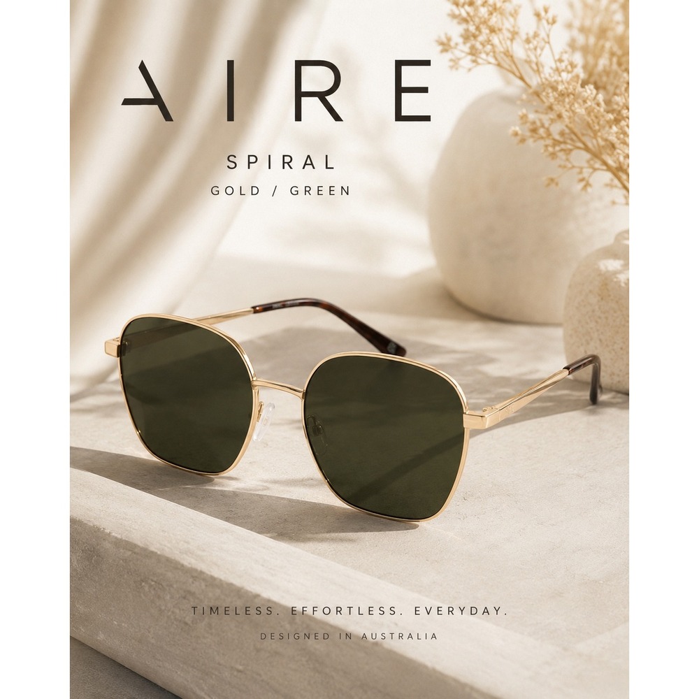 Aire Spiral Sunglasses Gold Metal Geometric Square Frame AIR2442269 New